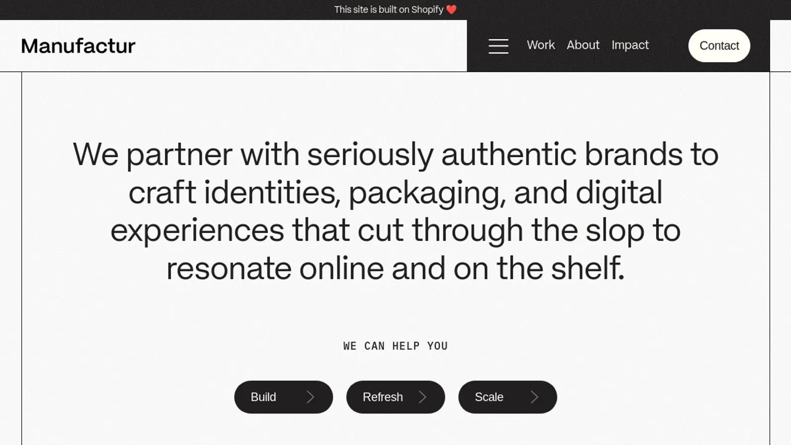 Screenshot of the Manufactur homepage
