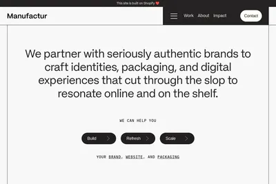 Screenshot of the Manufactur homepage