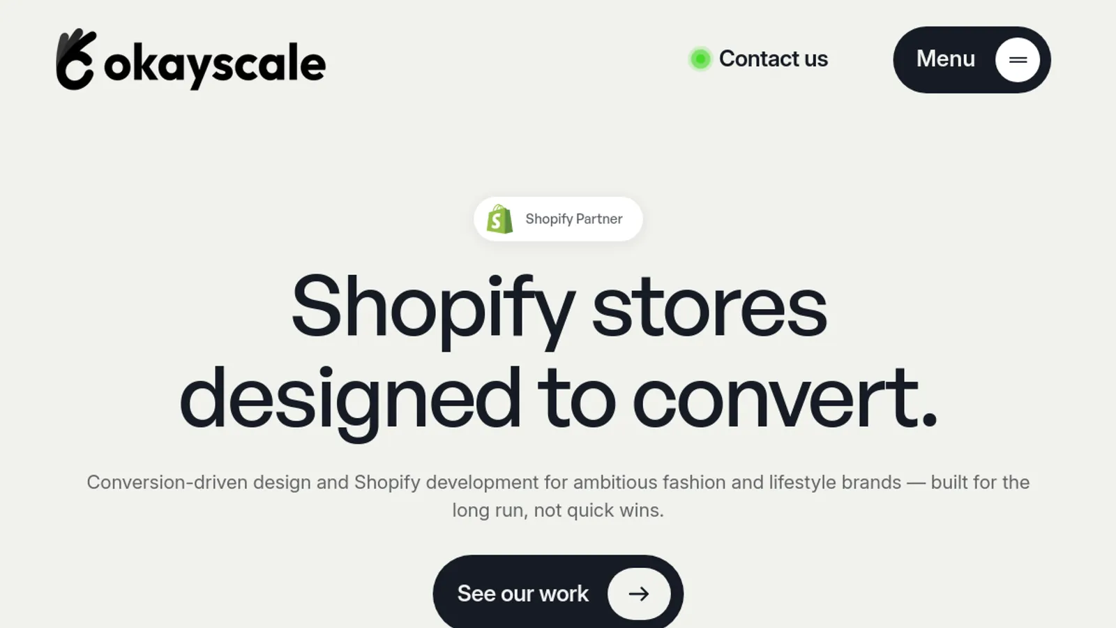 Screenshot of the OkayScale ApS homepage