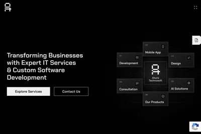 Screenshot of the Ahura Technosoft homepage