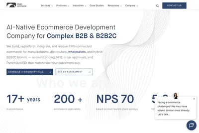 Screenshot of the Elogic Commerce homepage