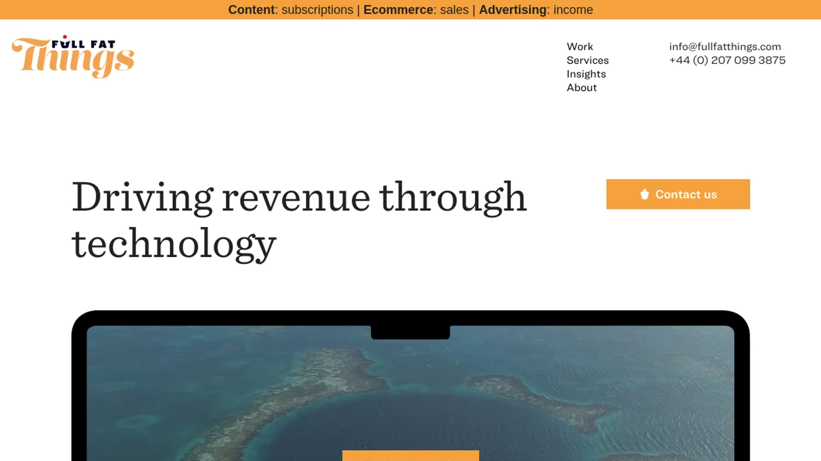 Screenshot of the Full Fat Things homepage