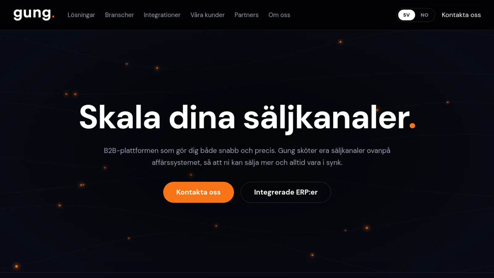 Screenshot of the Gung homepage