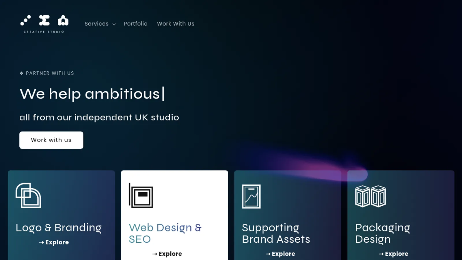 Screenshot of the 3EA Creative Studio homepage