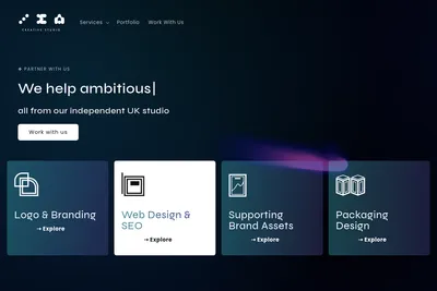 Screenshot of the 3EA Creative Studio homepage