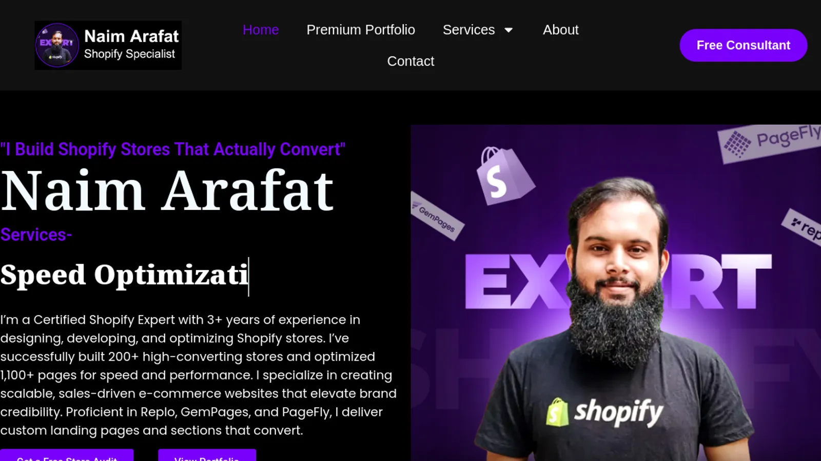 Screenshot of the Naim Arafat (Saimonwp) homepage