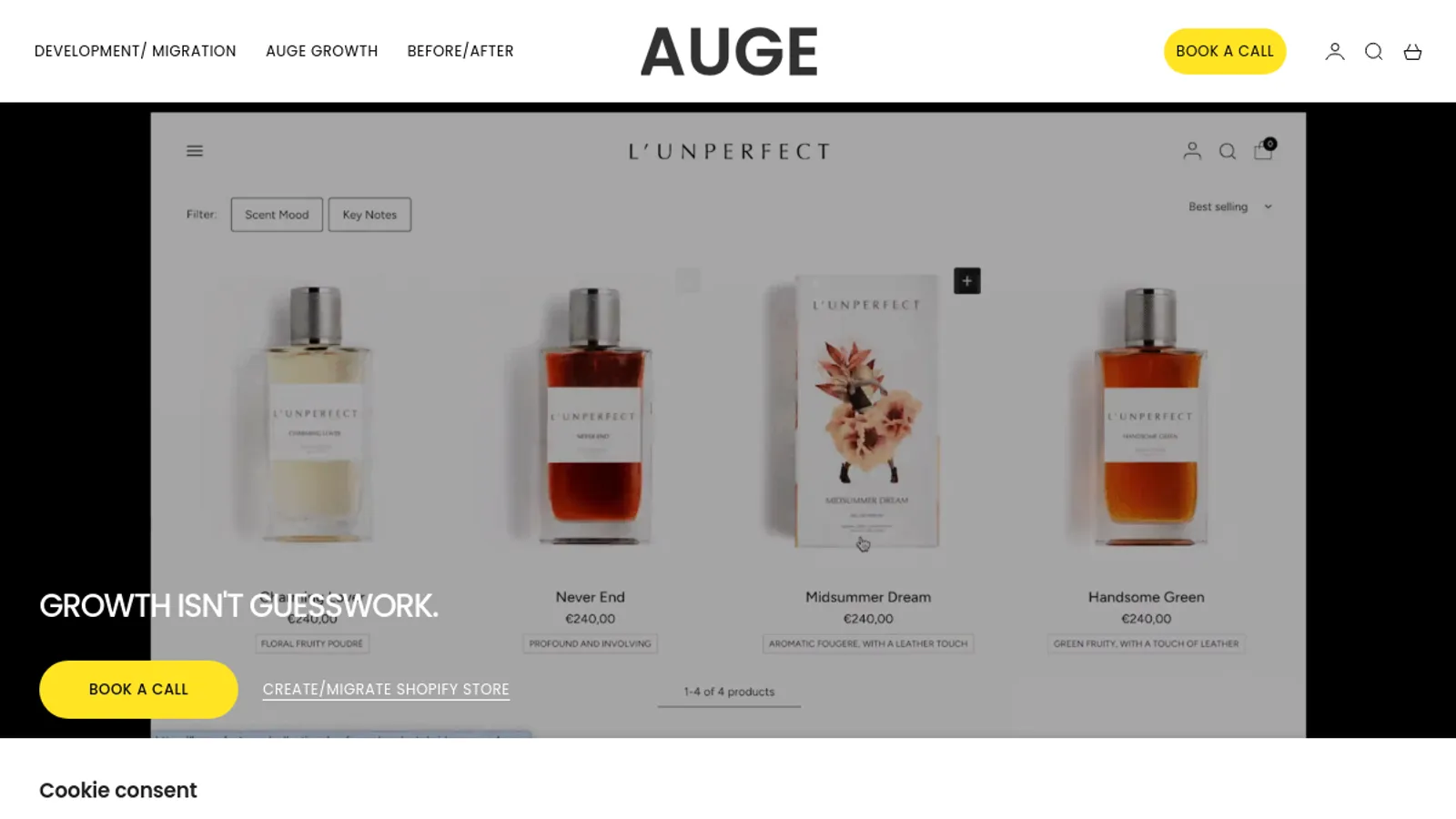 Screenshot of the AUGE homepage