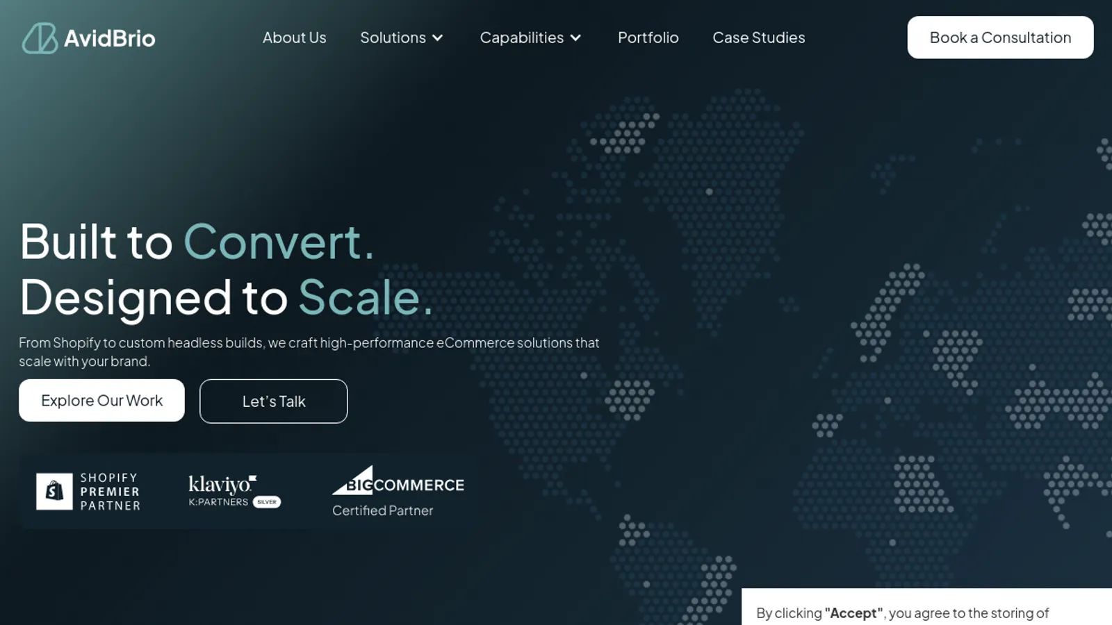 Screenshot of the Avid Brio LLP homepage