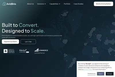 Screenshot of the Avid Brio LLP homepage