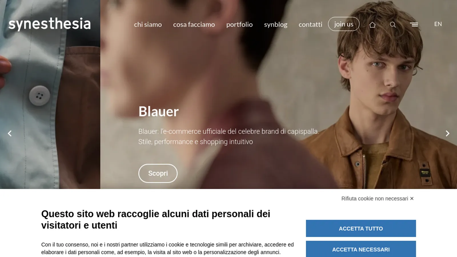 Screenshot of the Synesthesia srl Società Benefit homepage