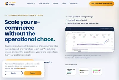 Screenshot of the E-Com Cabin homepage
