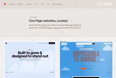 Screenshot of the One Page Love homepage
