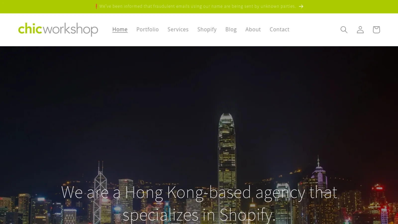 Screenshot of the Chic Workshop homepage