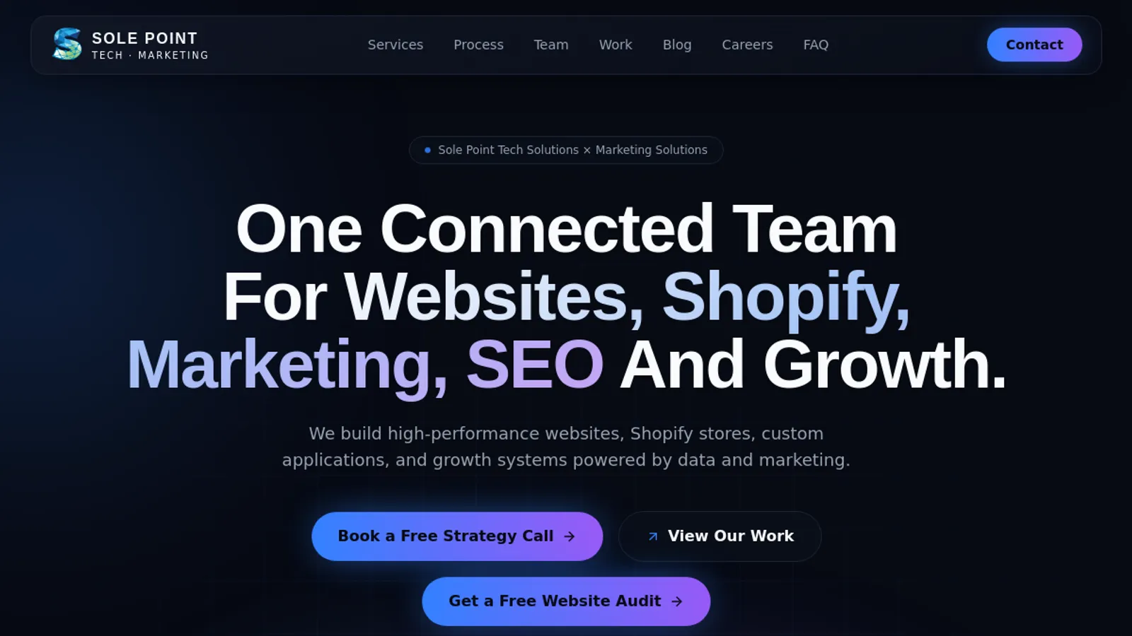 Screenshot of the Sole Point Tech Solutions homepage