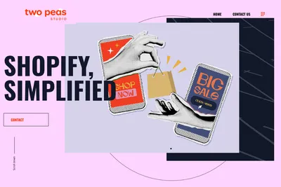 Screenshot of the Two Peas Studio homepage