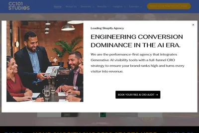 Screenshot of the CC101 Studios homepage