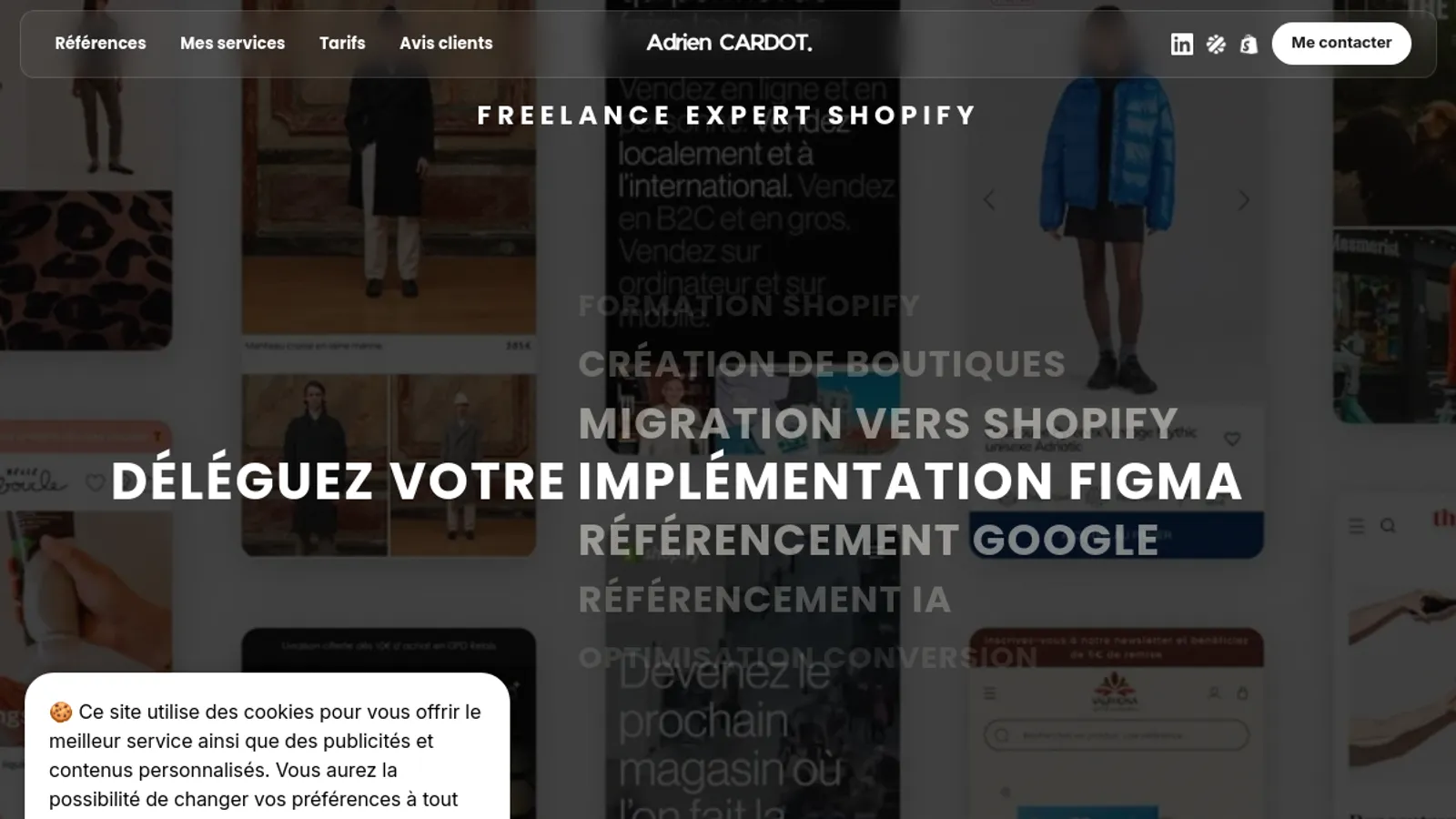 Screenshot of the Adrien Cardot homepage