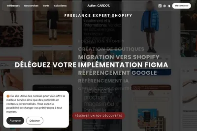 Screenshot of the Adrien Cardot homepage
