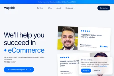 Screenshot of the Magebit homepage
