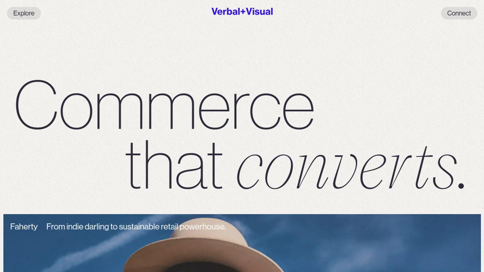 Screenshot of the Verbal+Visual homepage