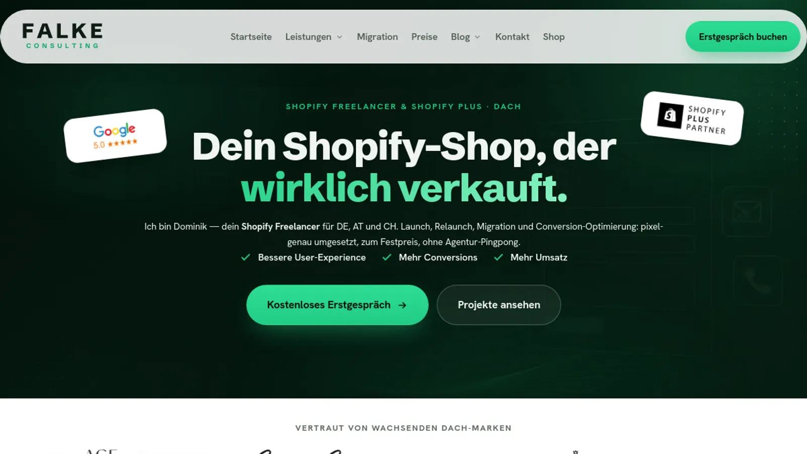 Screenshot of the Dominik-Lukas | Falkeconsulting Berlin homepage