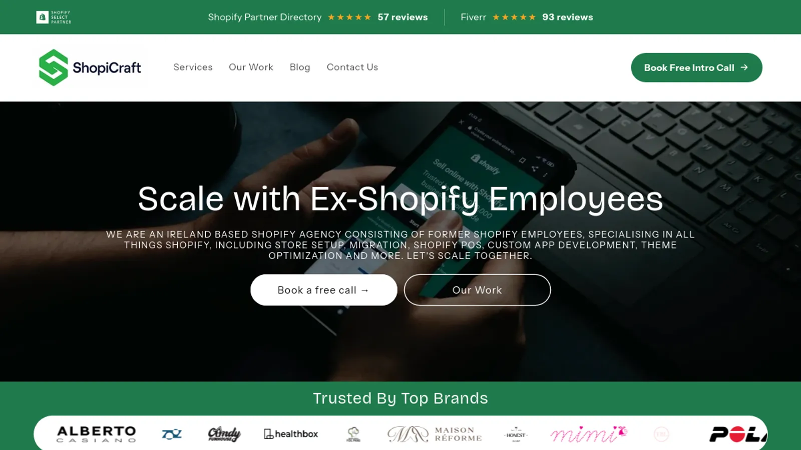Screenshot of the ShopiCraft homepage