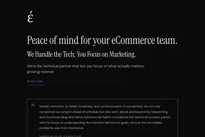 Screenshot of the Enkomion homepage