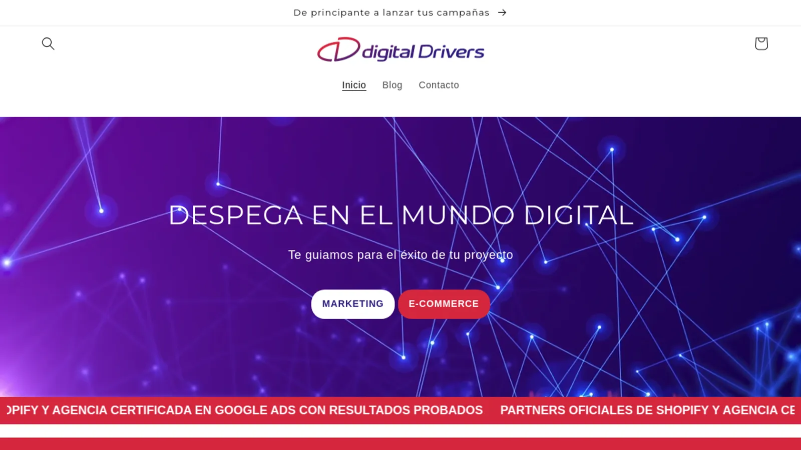 Screenshot of the Digital Drivers homepage
