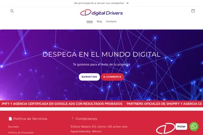 Screenshot of the Digital Drivers homepage