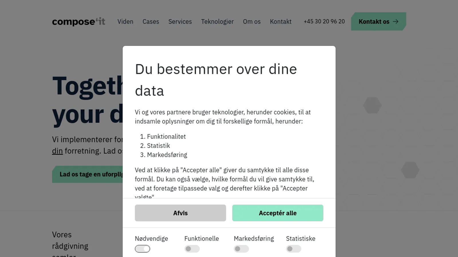 Screenshot of the compose'it ApS homepage