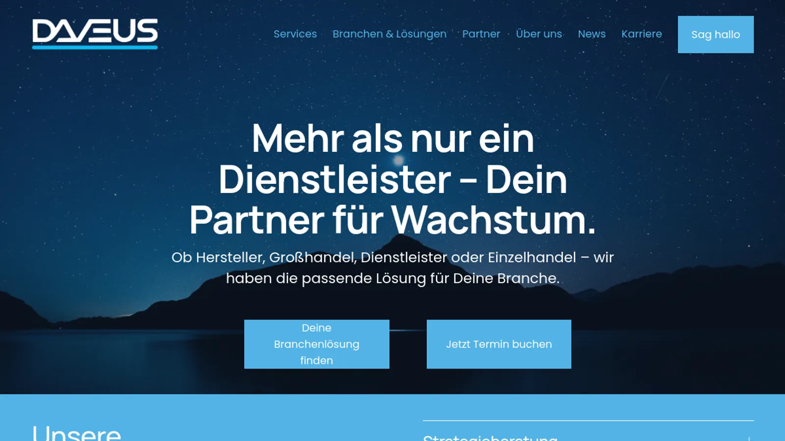 Screenshot of the Daveus GmbH homepage