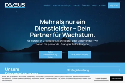 Screenshot of the Daveus GmbH homepage
