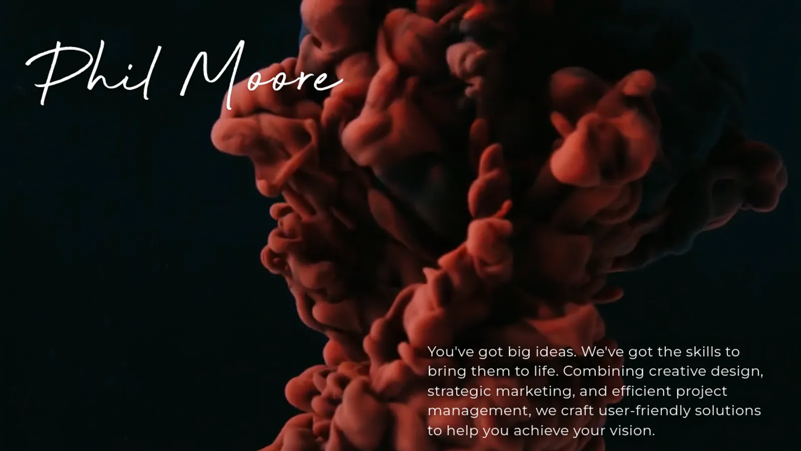 Screenshot of the Phil Moore Design & Marketing homepage