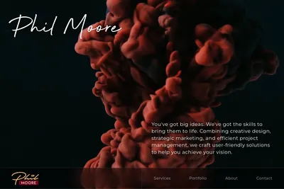 Screenshot of the Phil Moore Design & Marketing homepage