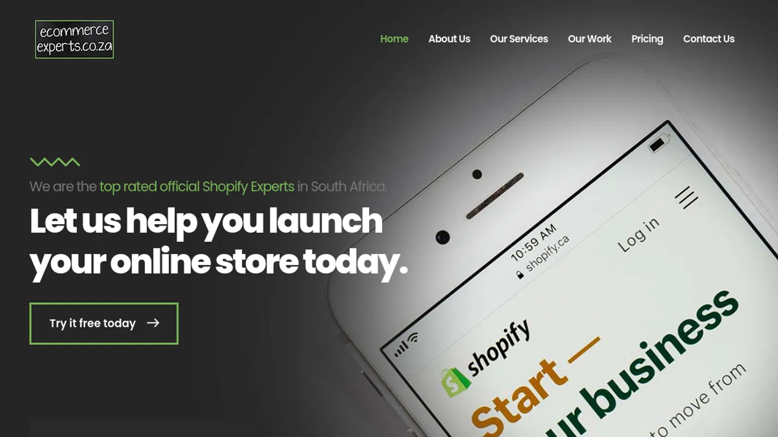 Screenshot of the eCommerce Experts homepage