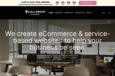Screenshot of the Lula Group homepage
