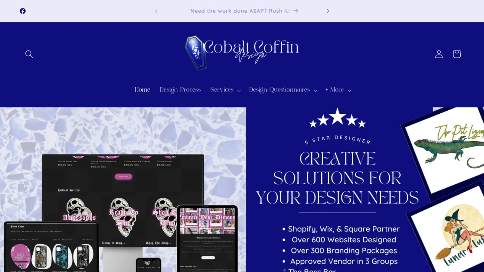 Screenshot of the Cobalt Coffin Design homepage