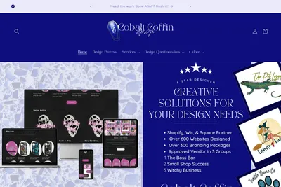 Screenshot of the Cobalt Coffin Design homepage