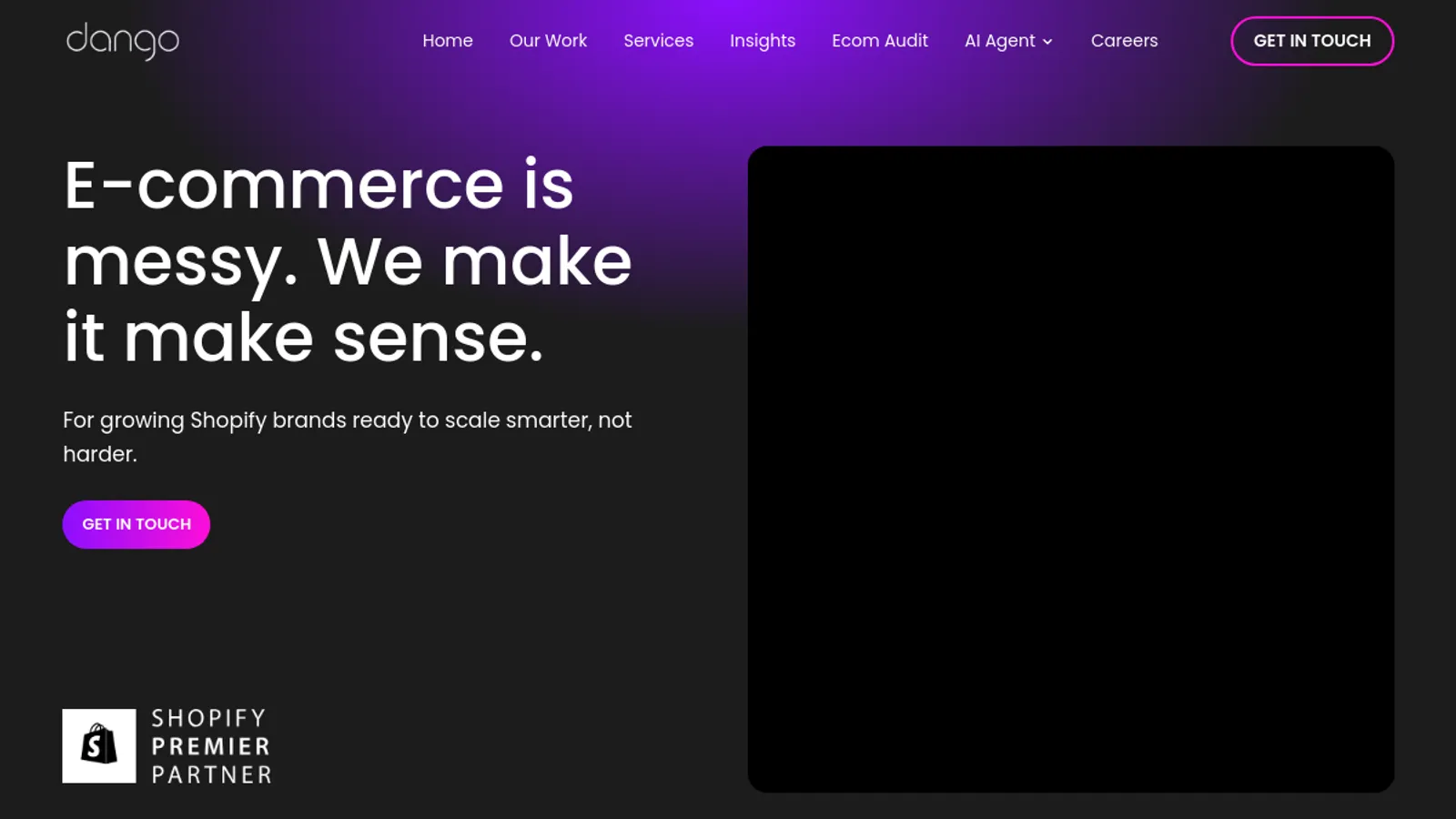 Screenshot of the Dango Digital homepage