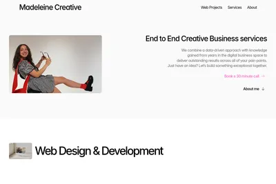 Screenshot of the Madeleine Creative homepage