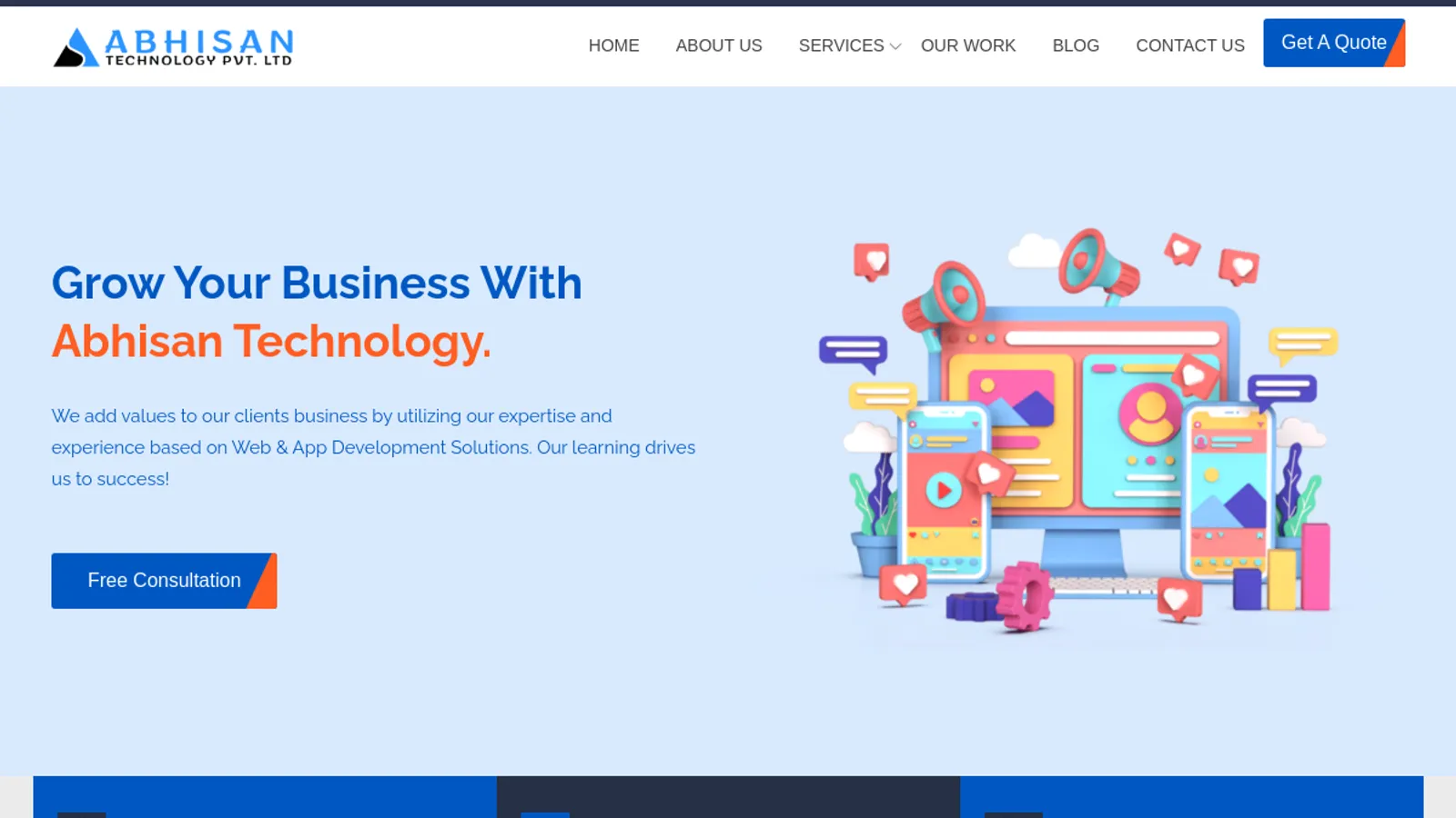 Screenshot of the Abhisan Technology Private Limited homepage