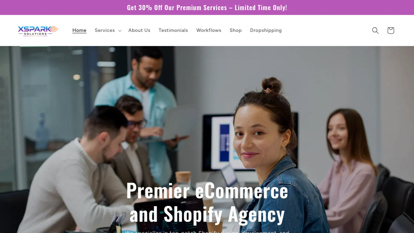Screenshot of the Xspark Solutions Website Design & Redeisgn homepage