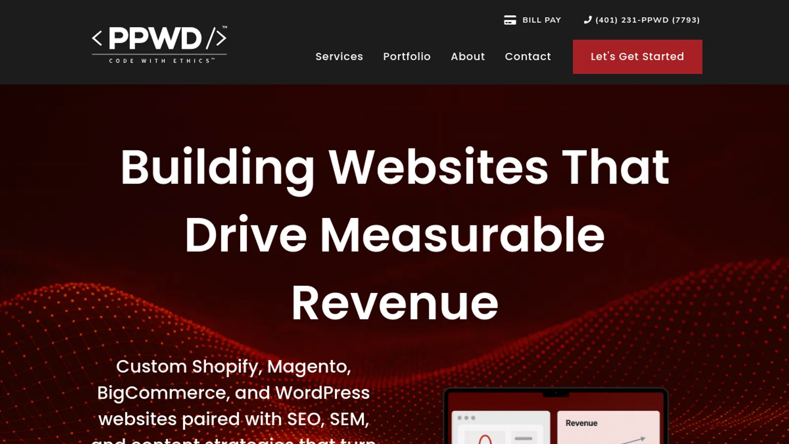 Screenshot of the ProProducts Web Development homepage