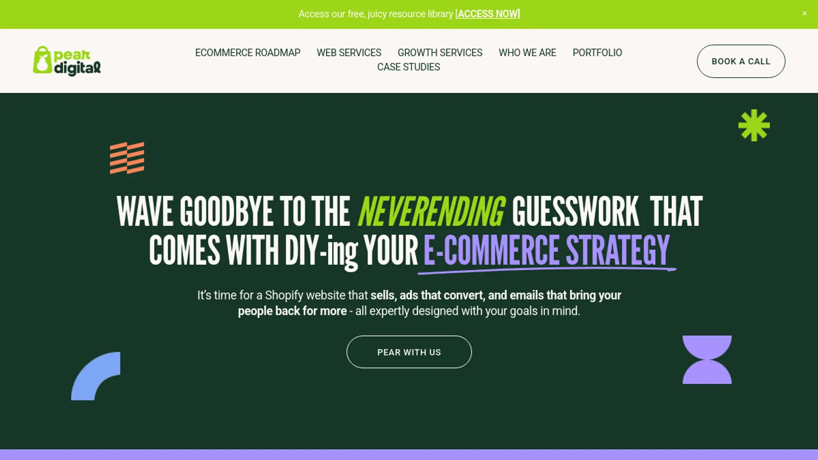 Screenshot of the Pear Digital Marketing Limited homepage