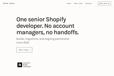 Screenshot of the Archer Cooper homepage