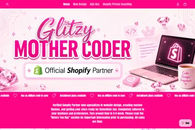 Screenshot of the Glitzy homepage