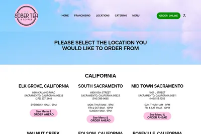 Bober Tea & Coffee website homepage