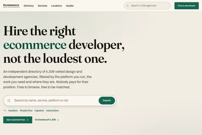 Screenshot of the Ecommerce Web Designers homepage