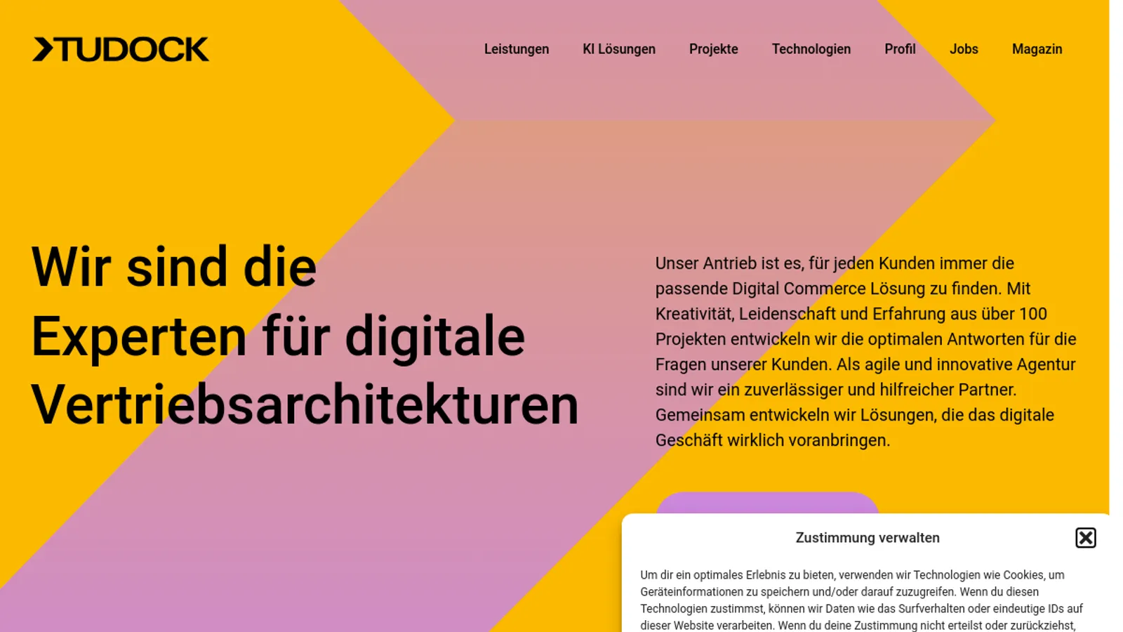 Screenshot of the Tudock GmbH homepage