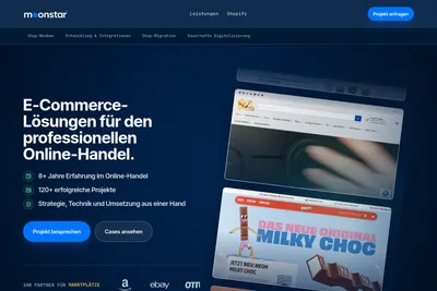 Screenshot of the moonstar homepage